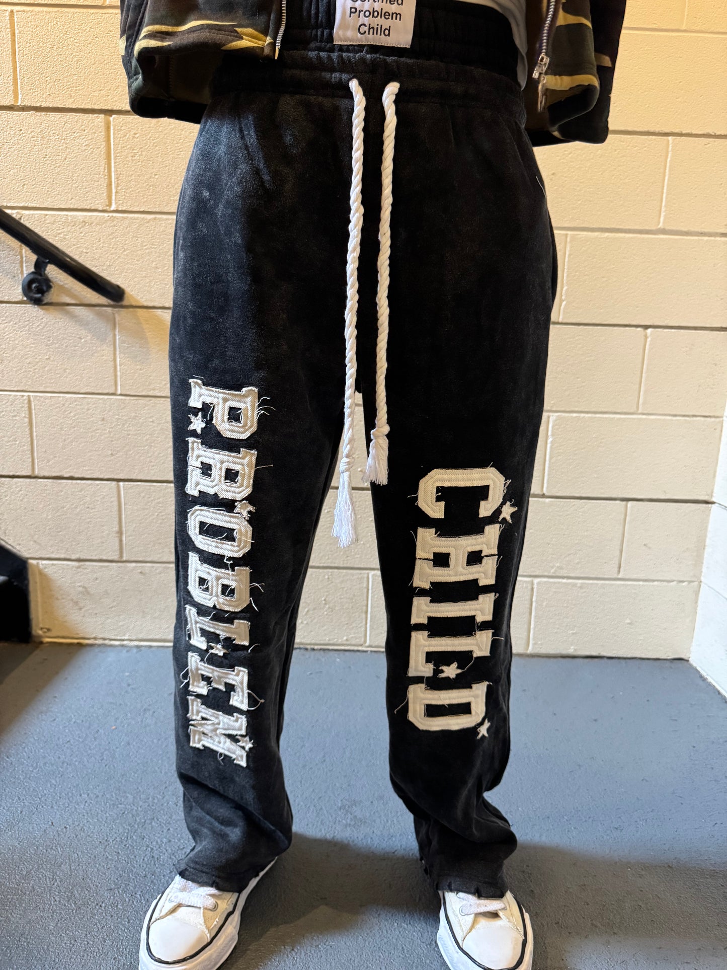 BLACK DOUBLE WAIST JOGGERS