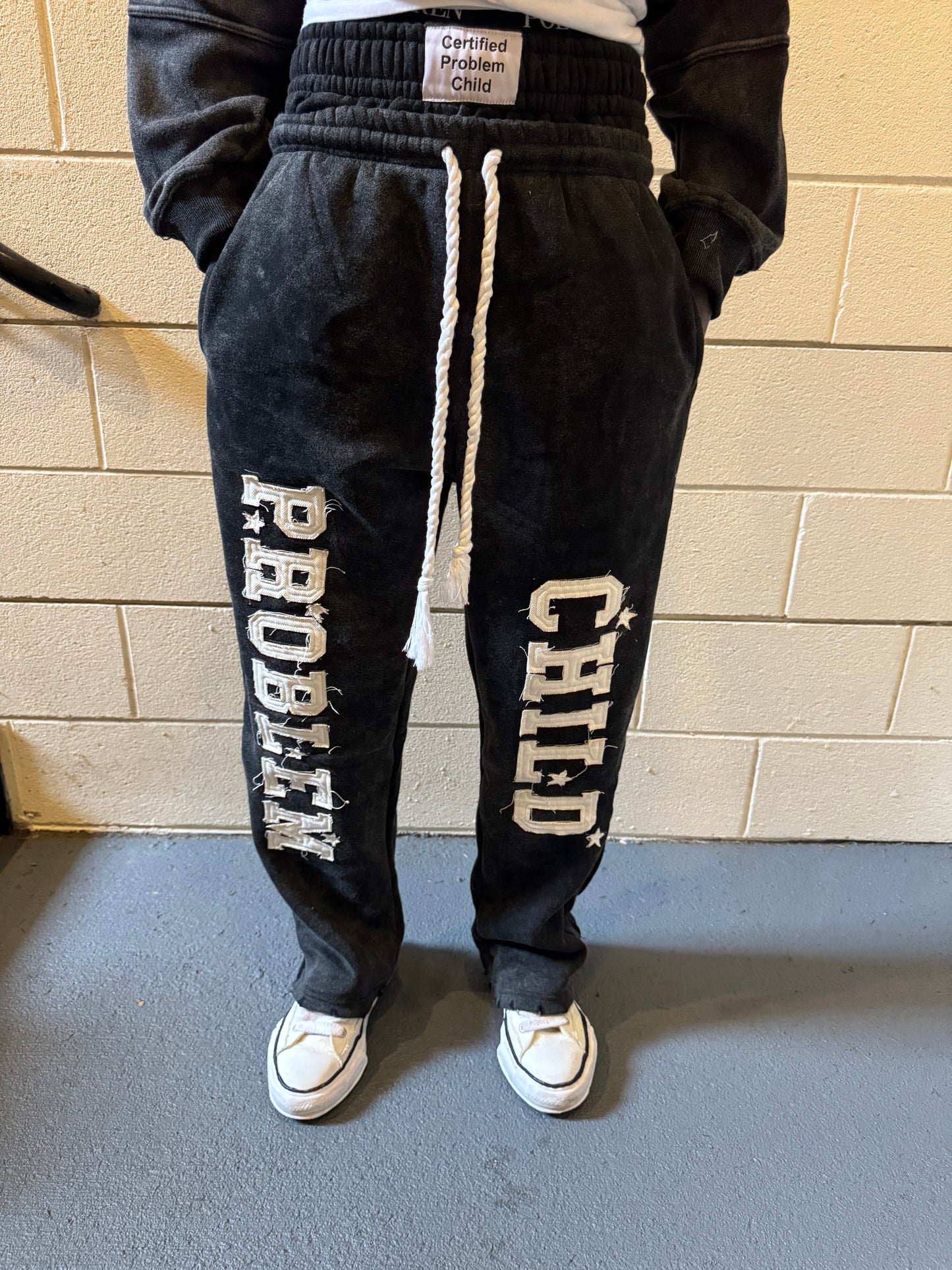 BLACK DOUBLE WAIST JOGGERS