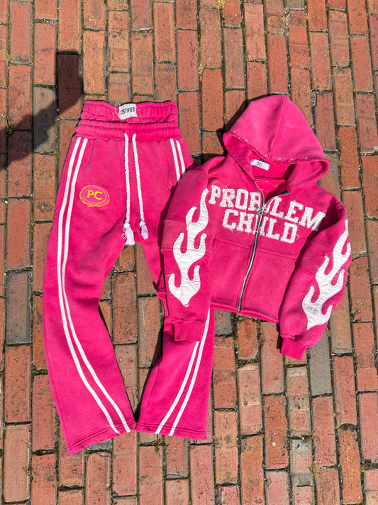 PINK DOUBLE WAIST JOGGERS