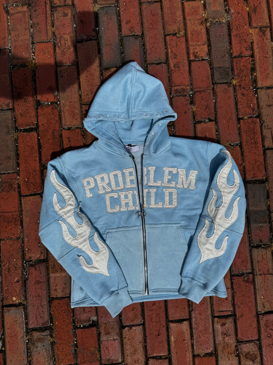 BLUE ZIP-UP HOODIE