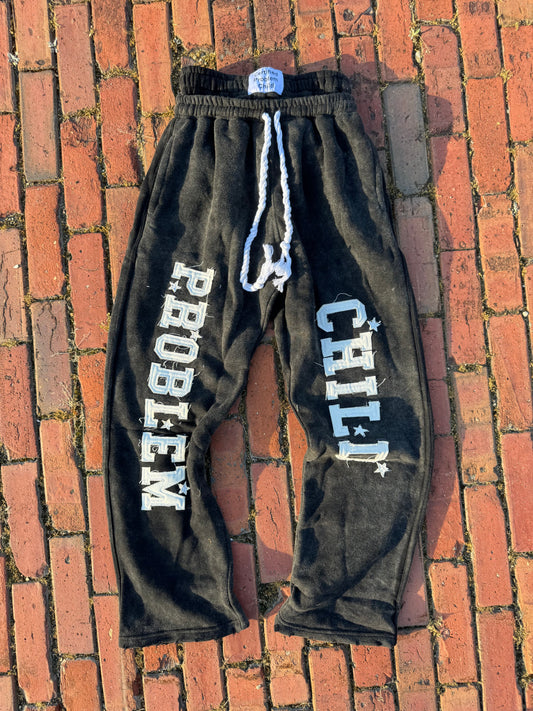 BLACK DOUBLE WAIST JOGGERS