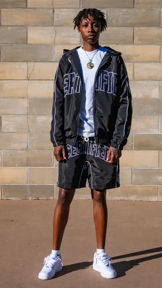 BLACK WINDBREAKER SET